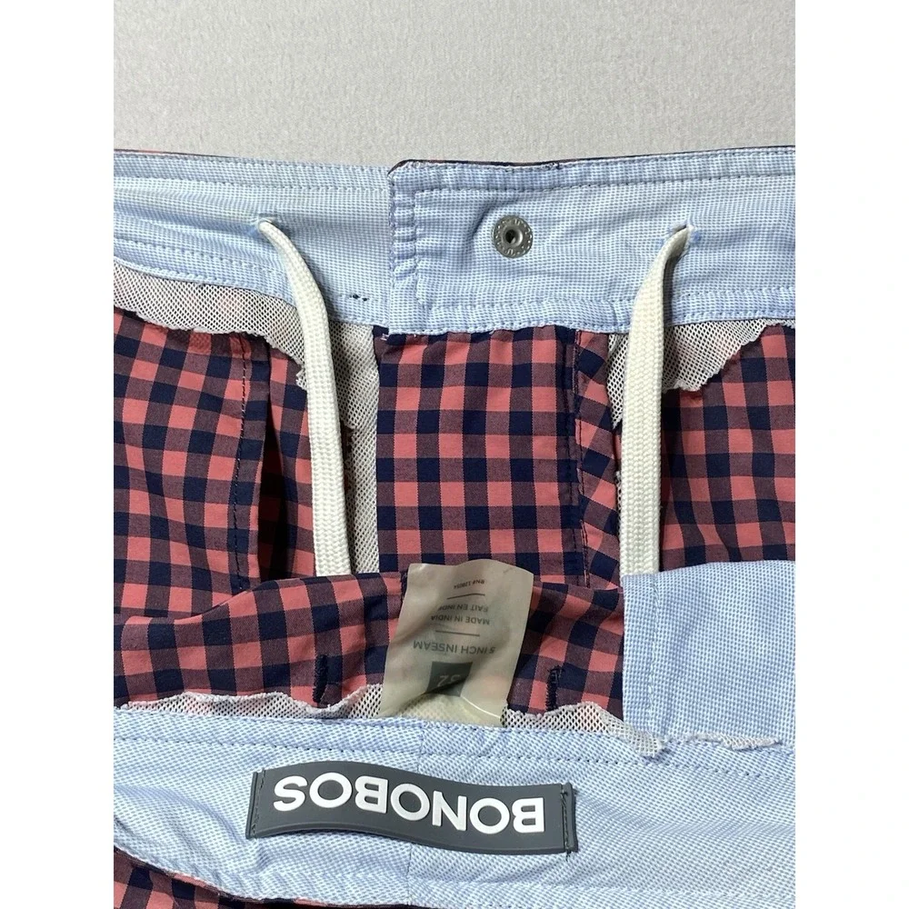 Bonobos Swim Trunks Mens 32 Pink Navy Blue Gingham Check 5